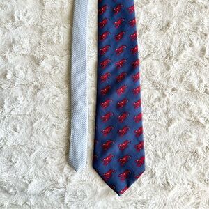 Vintage Tommy Hilfiger Necktie Mens Blue Lobster Coastal Nautical Silk USA Vtg